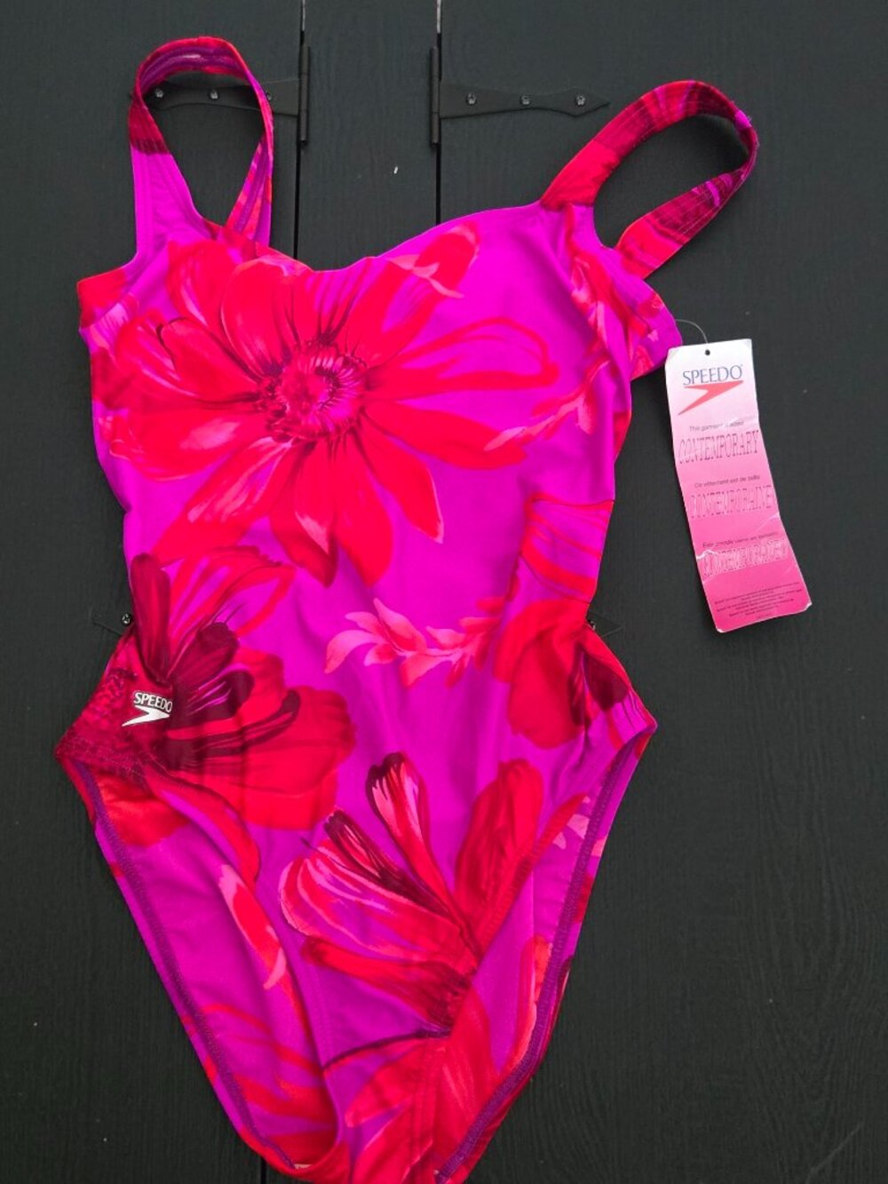NWT Speedo sz 10 floral print purple/ red one piece swimsuit
